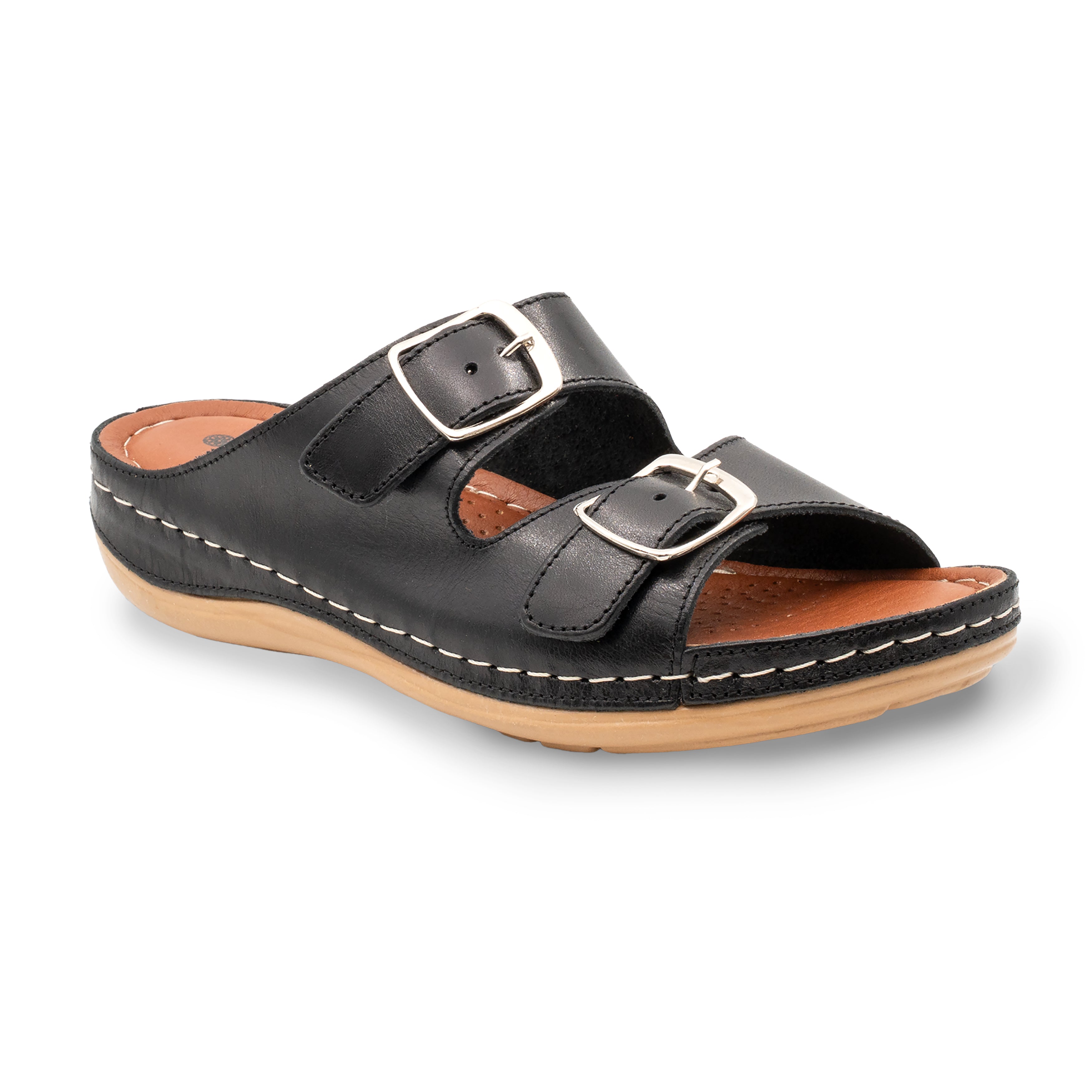 DOUBLE-BUCKLE SLIDES BLACK