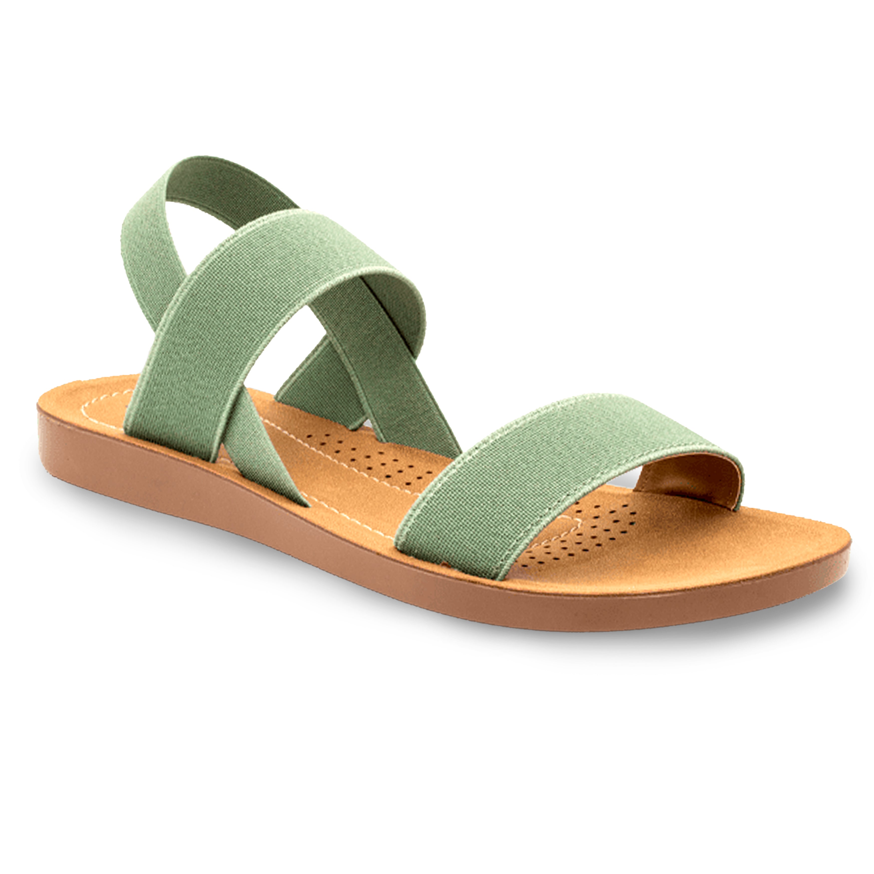 ELASTIC ANKLE STRAP SANDAL GREEN