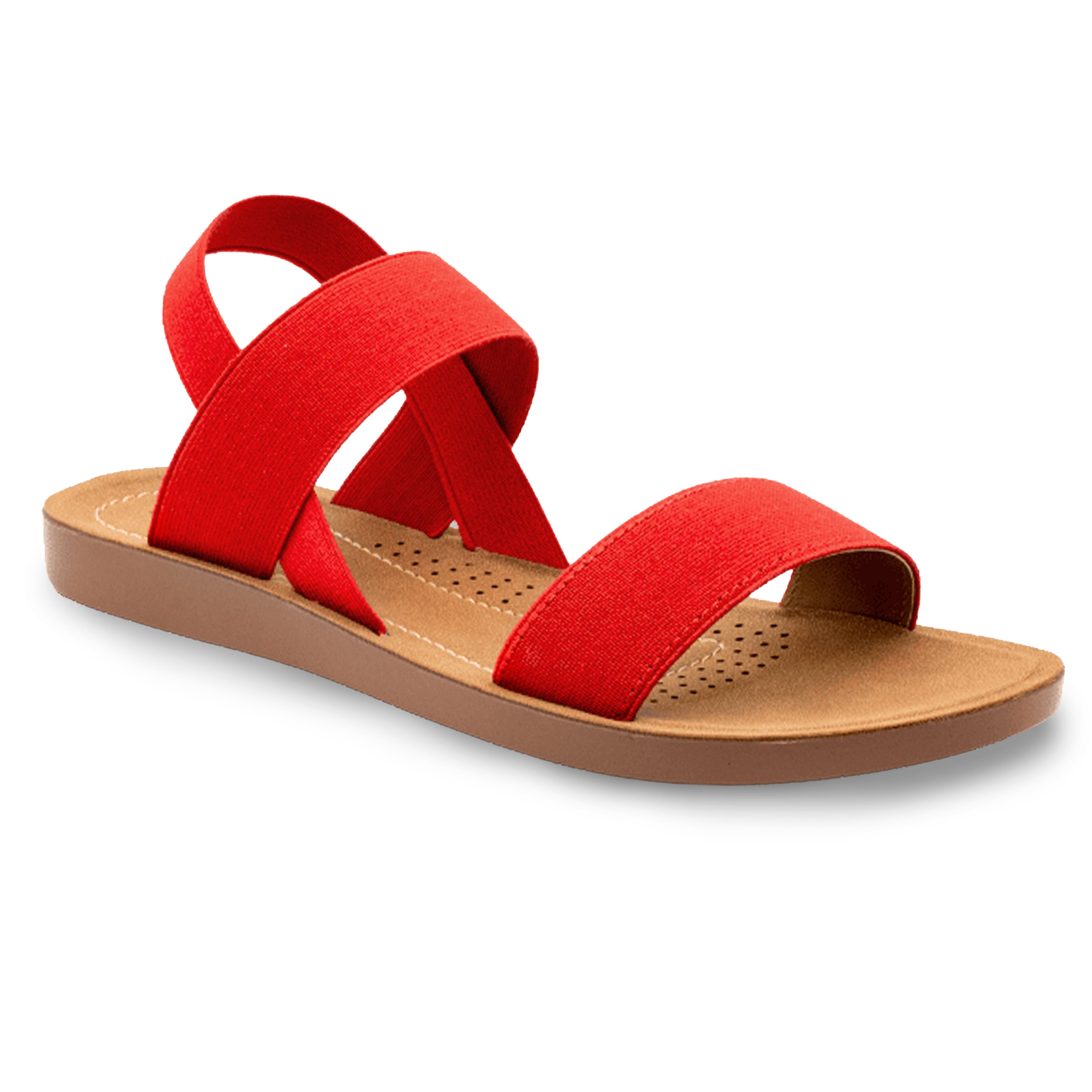 ELASTIC ANKLE STRAP SANDAL RED