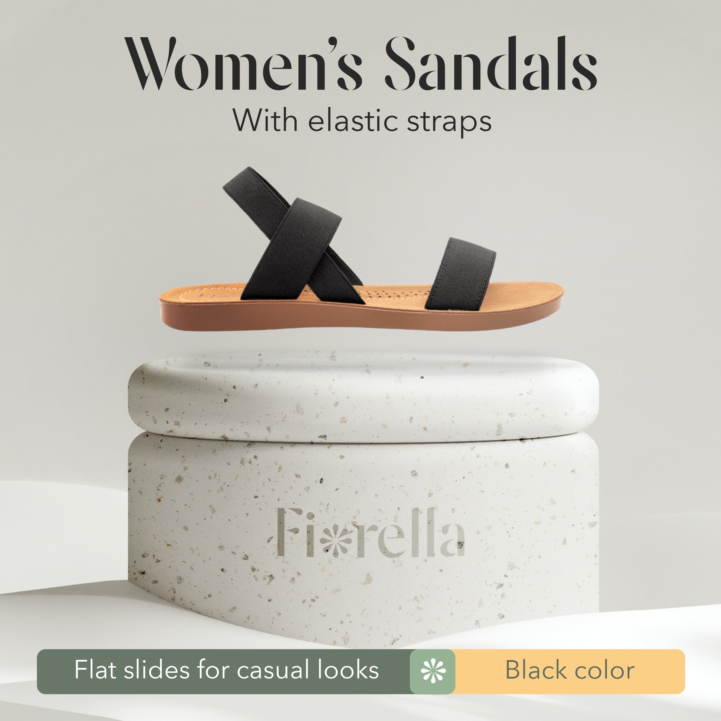 ELASTIC ANKLE STRAP SANDAL BLACK