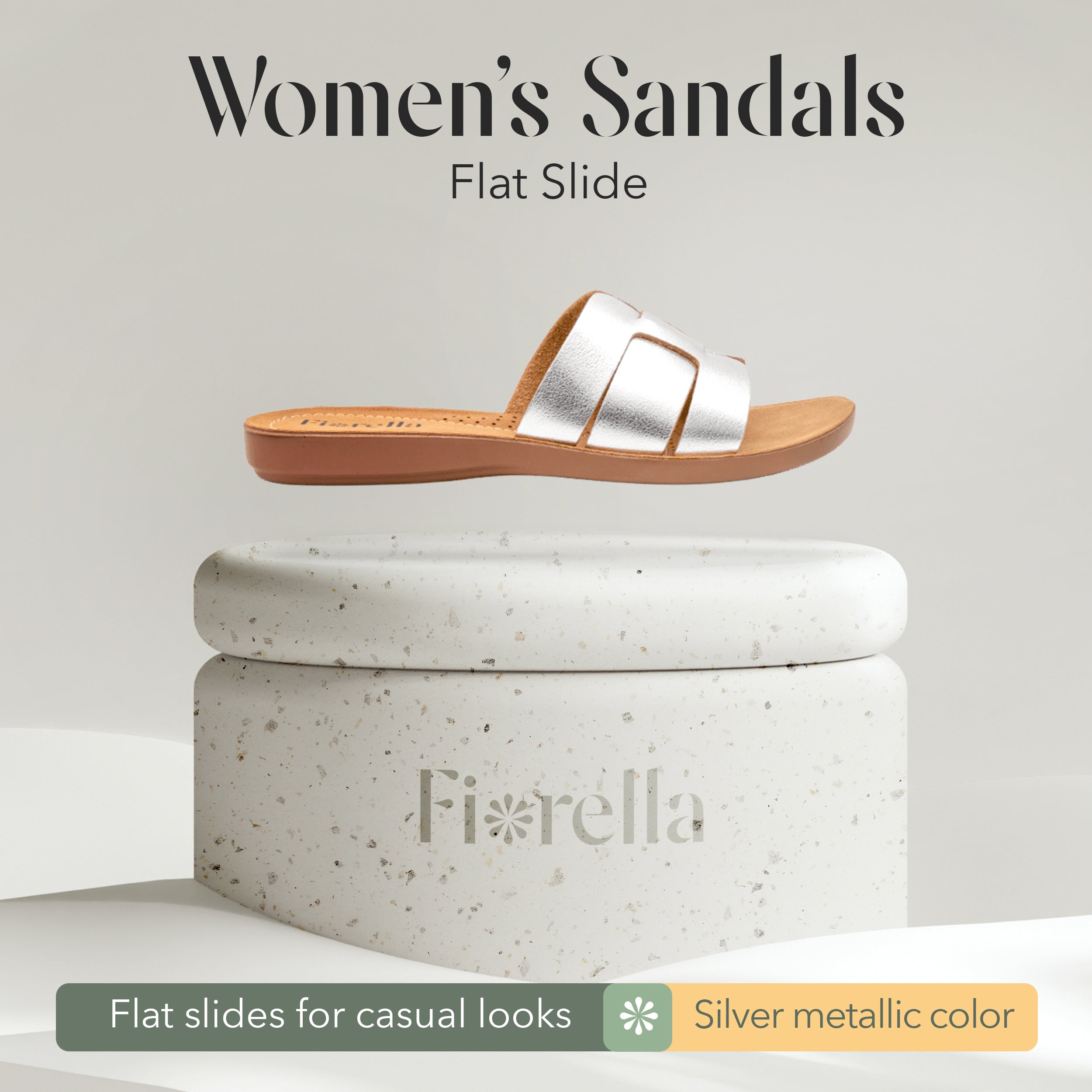 SLIDE SANDAL METALLIC SILVER