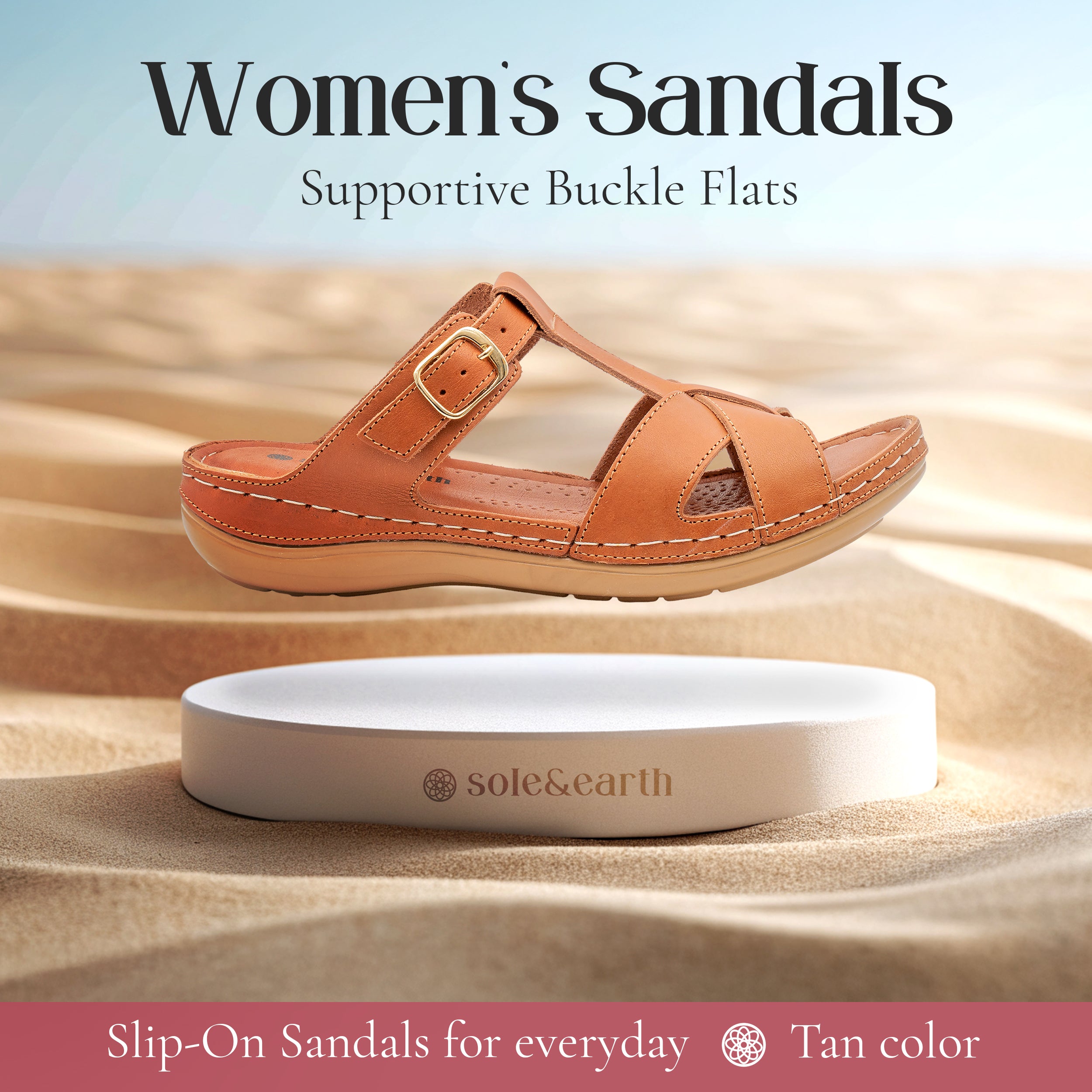 SUPPORTIVE BUCKLE FLAT TAN