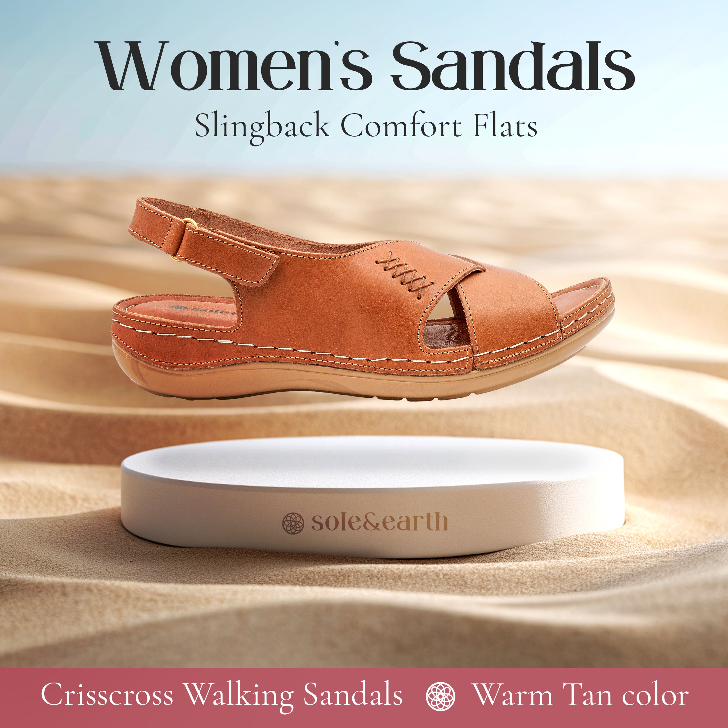 CRISSCROSS WALKING SANDAL WARM TAN