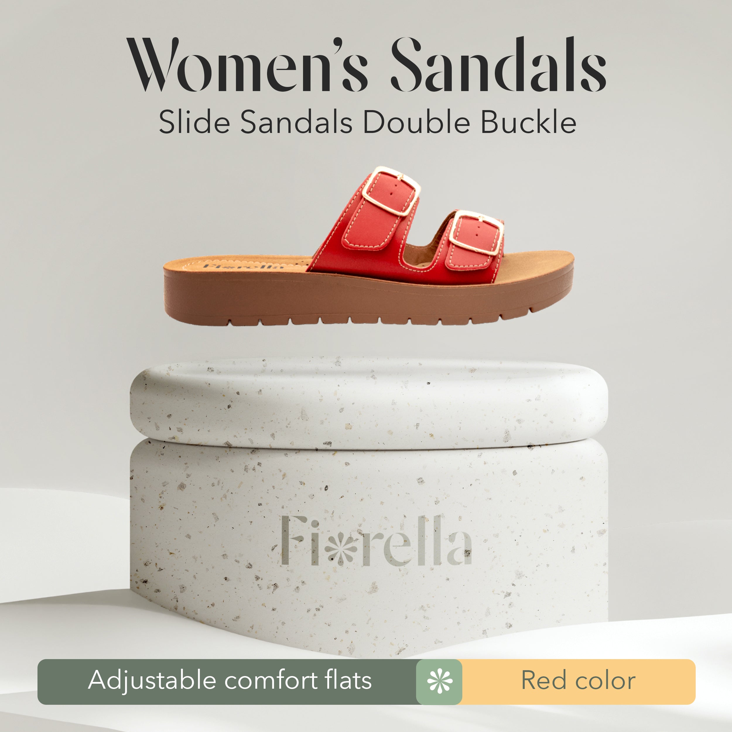 DOUBLE-BUCKLE SLIDE RED