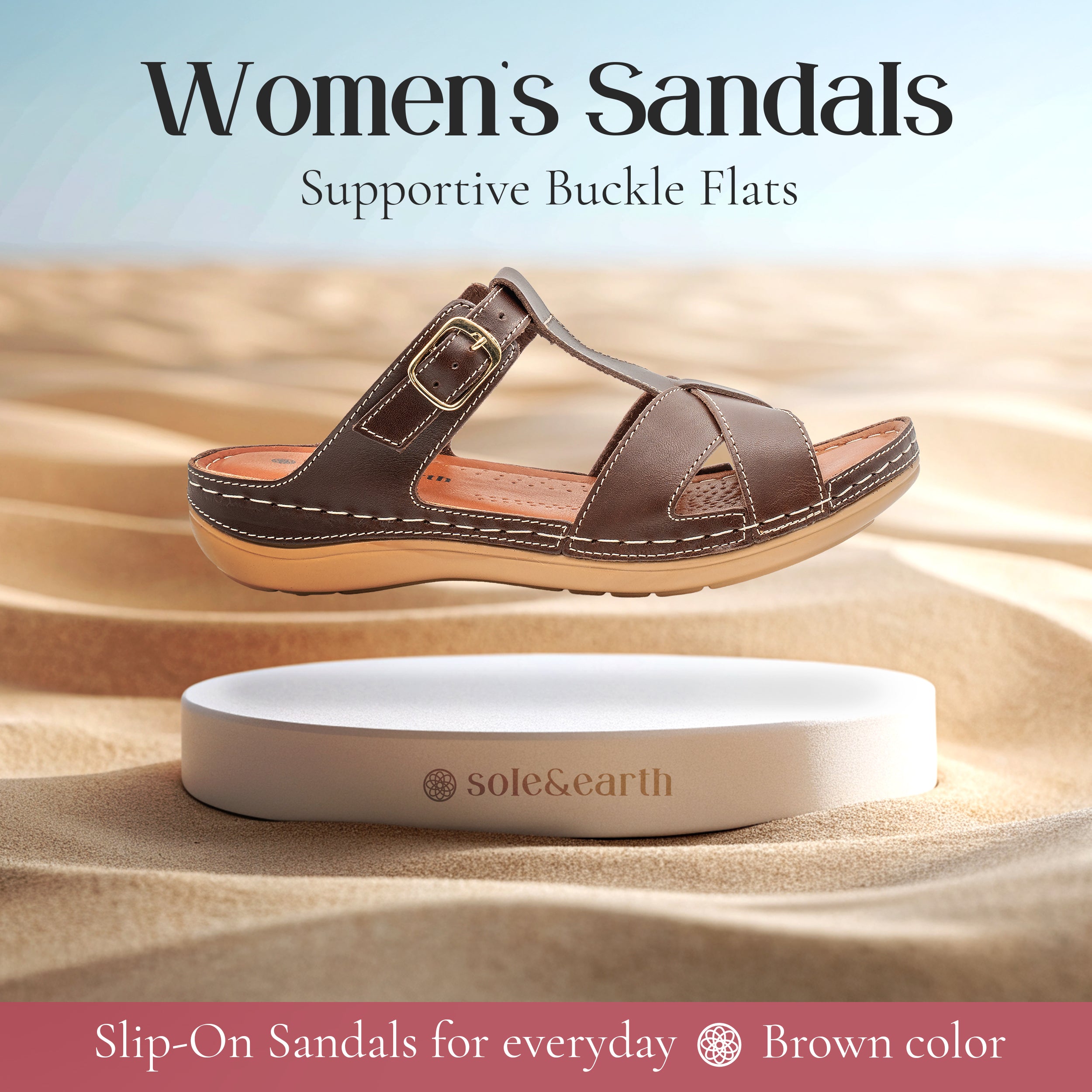 SUPPORTIVE BUCKLE FLAT BROWN