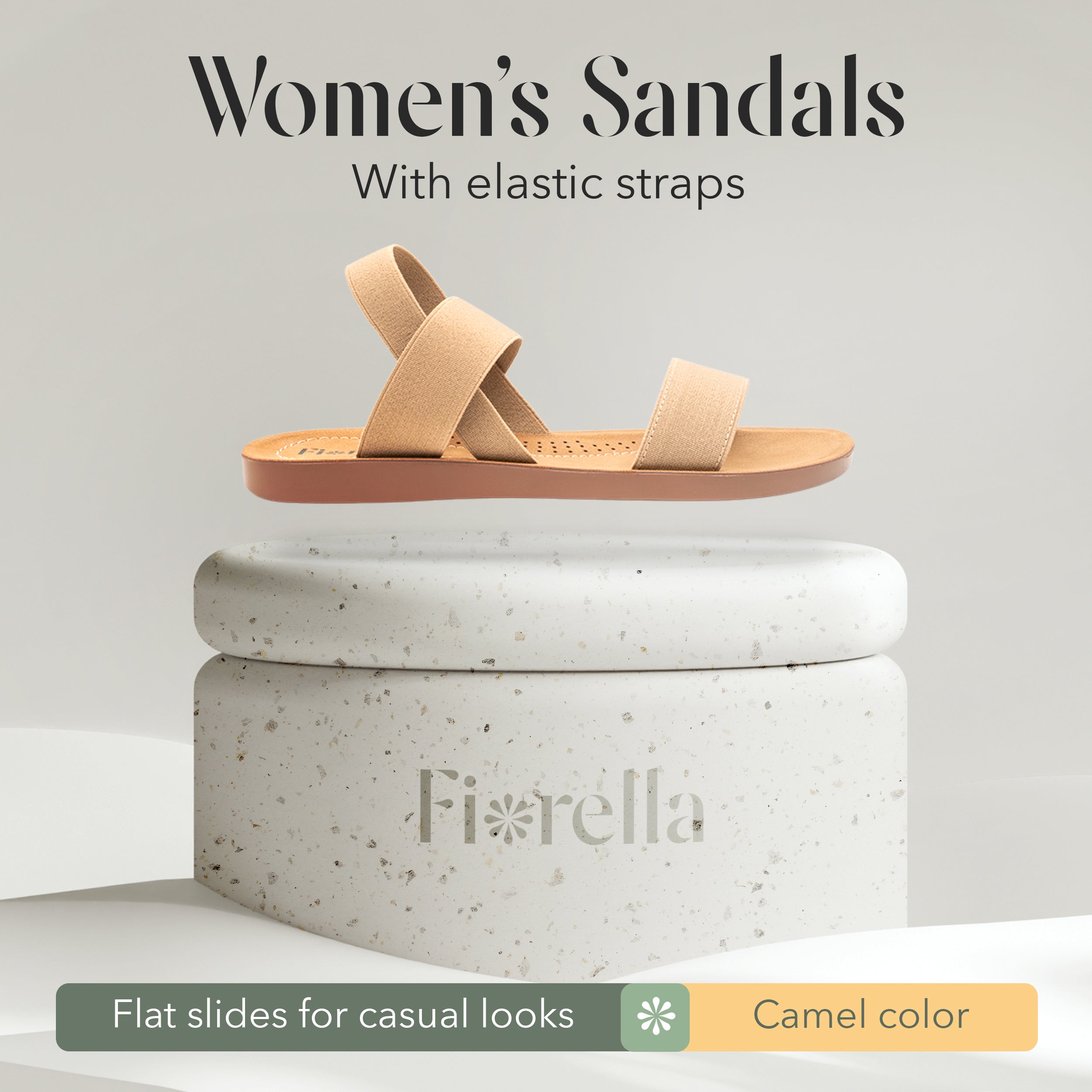 ELASTIC ANKLE STRAP SANDAL BEIGE