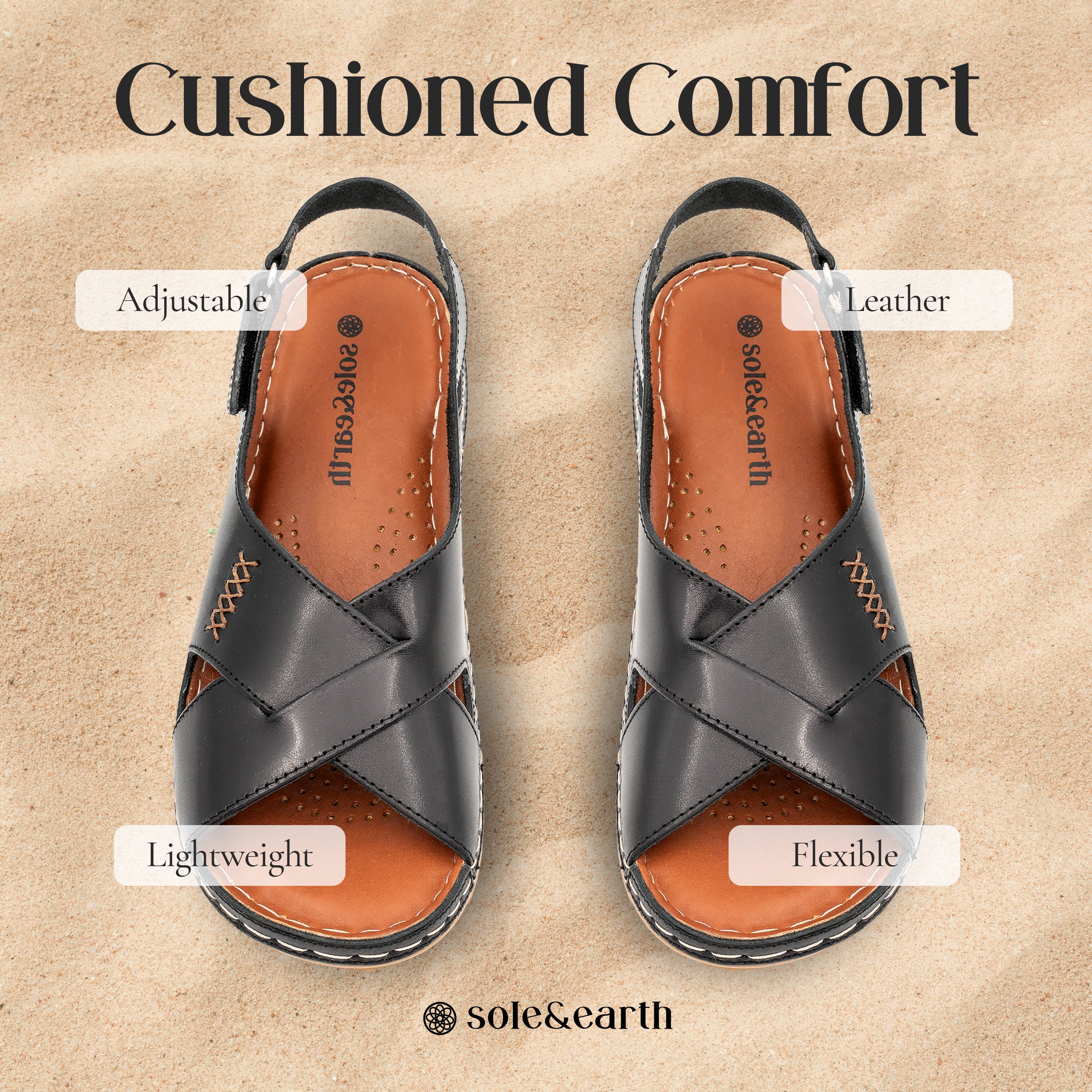 CRISSCROSS WALKING SANDAL BLACK