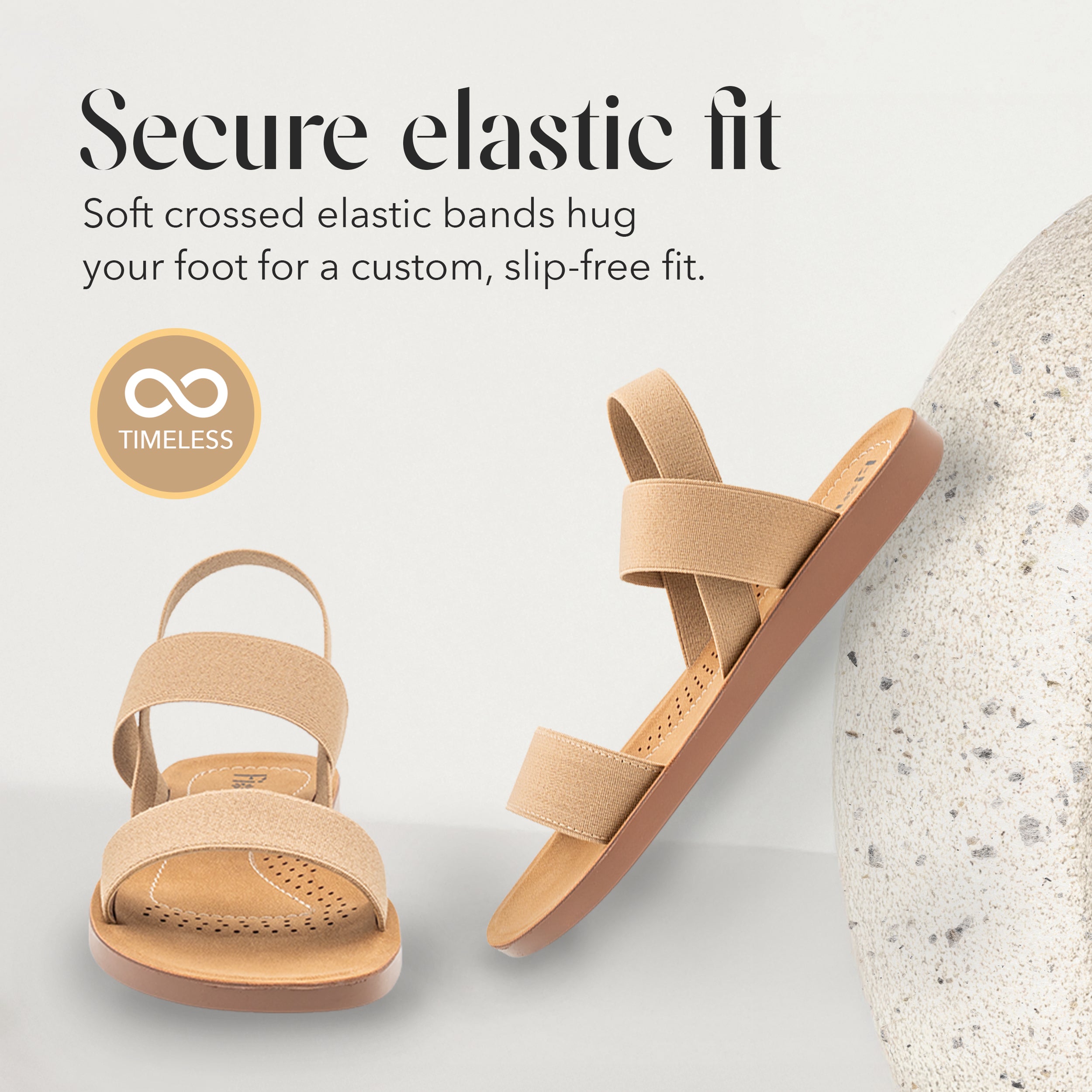 ELASTIC ANKLE STRAP SANDAL BEIGE
