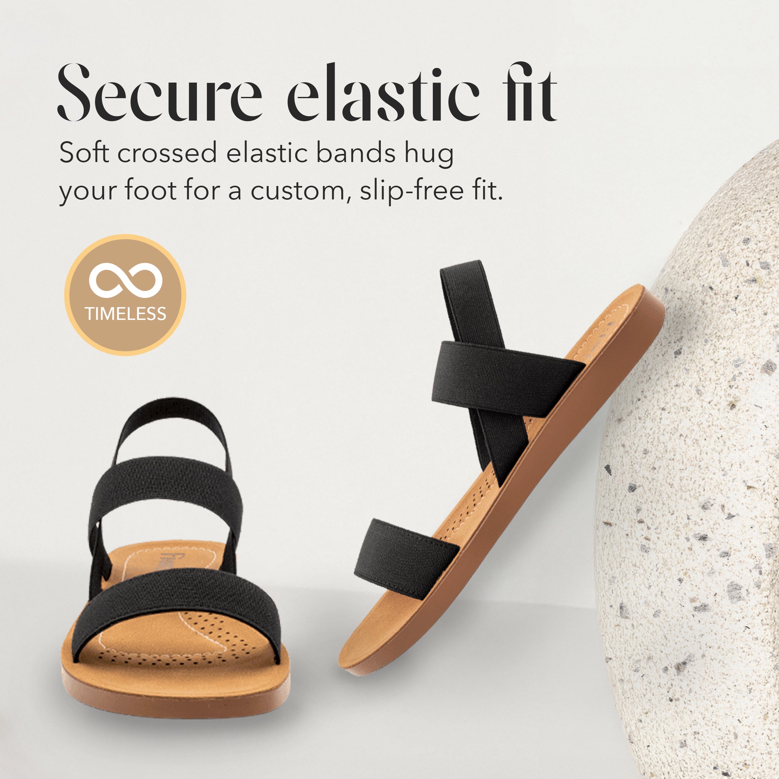ELASTIC ANKLE STRAP SANDAL BLACK