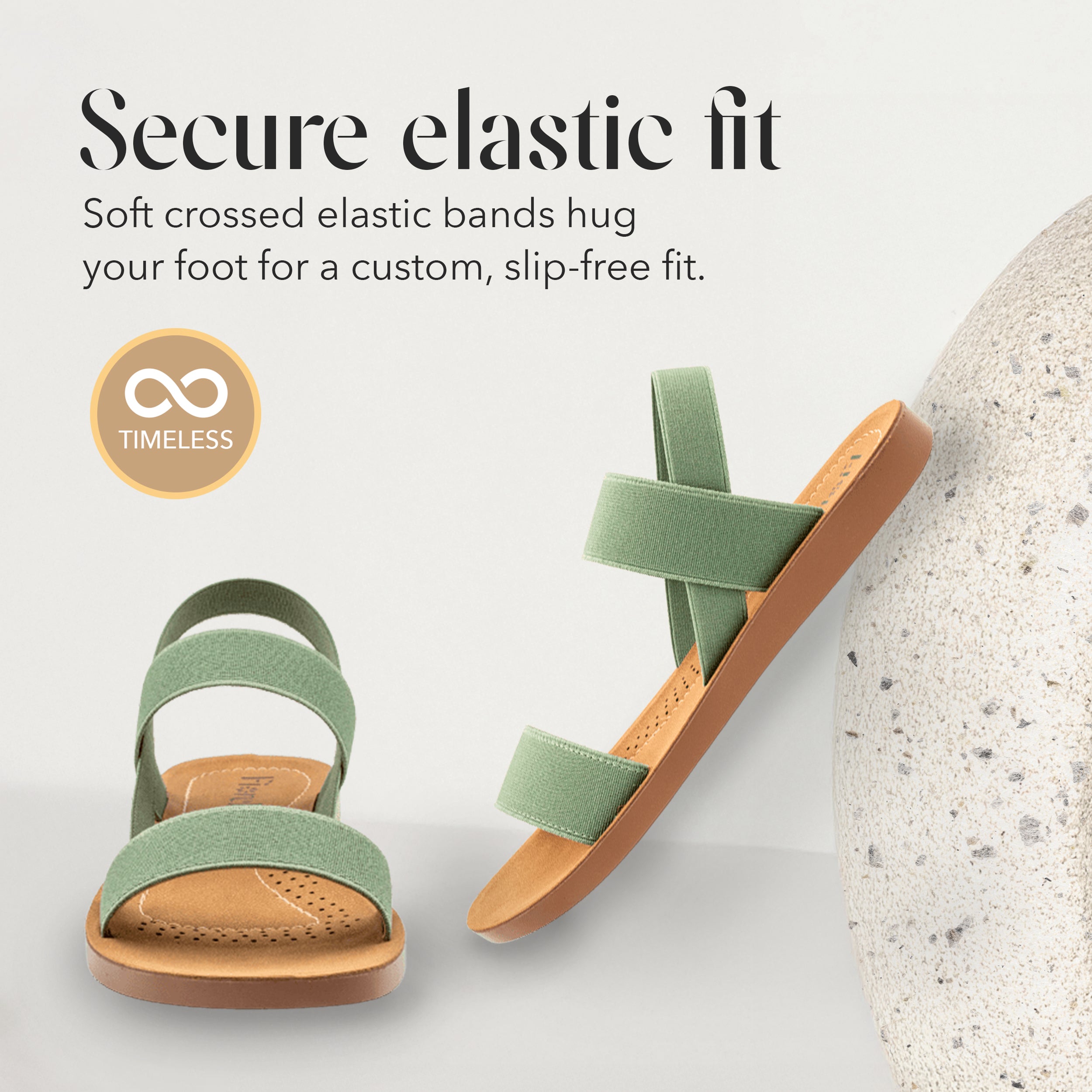 ELASTIC ANKLE STRAP SANDAL GREEN