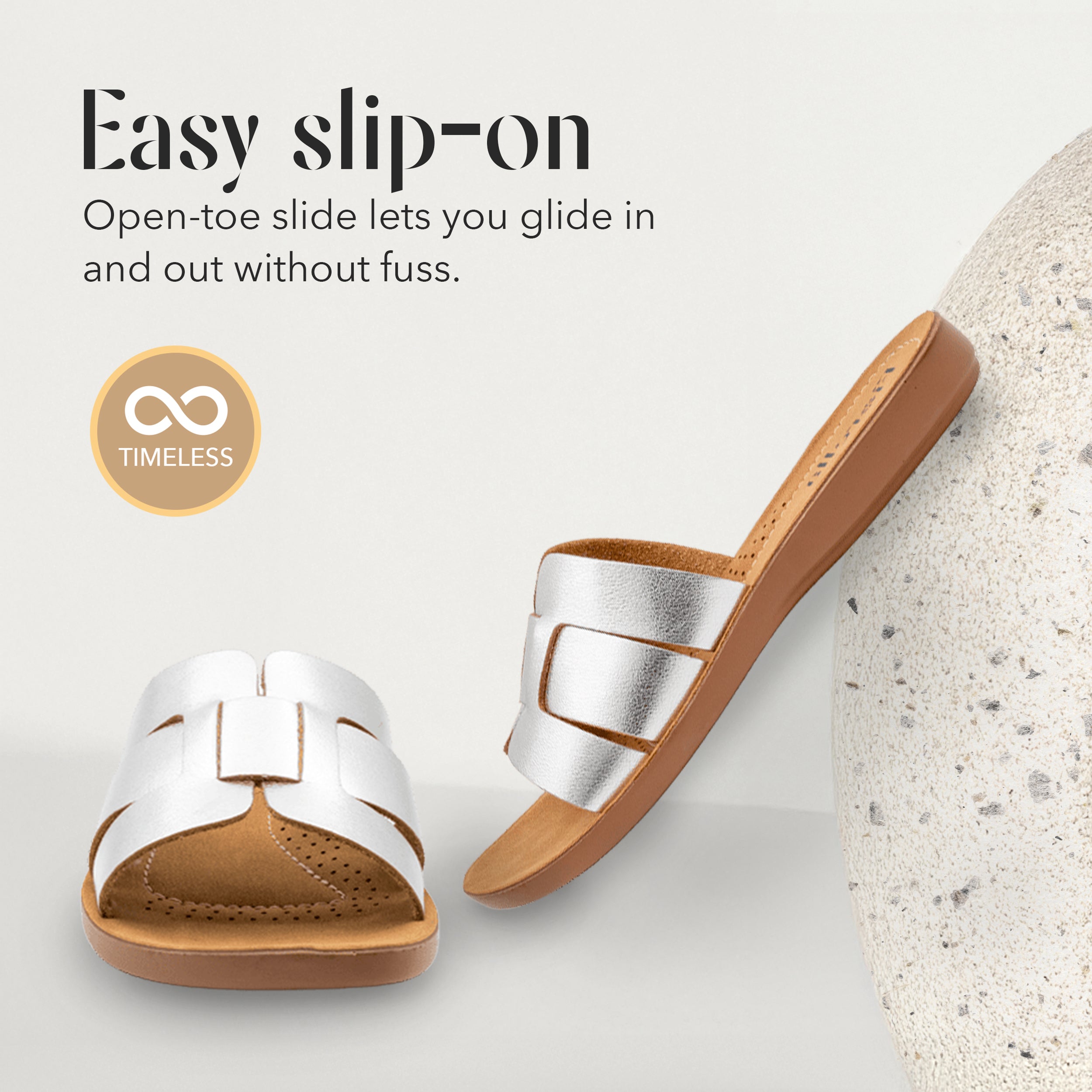 SLIDE SANDAL METALLIC SILVER