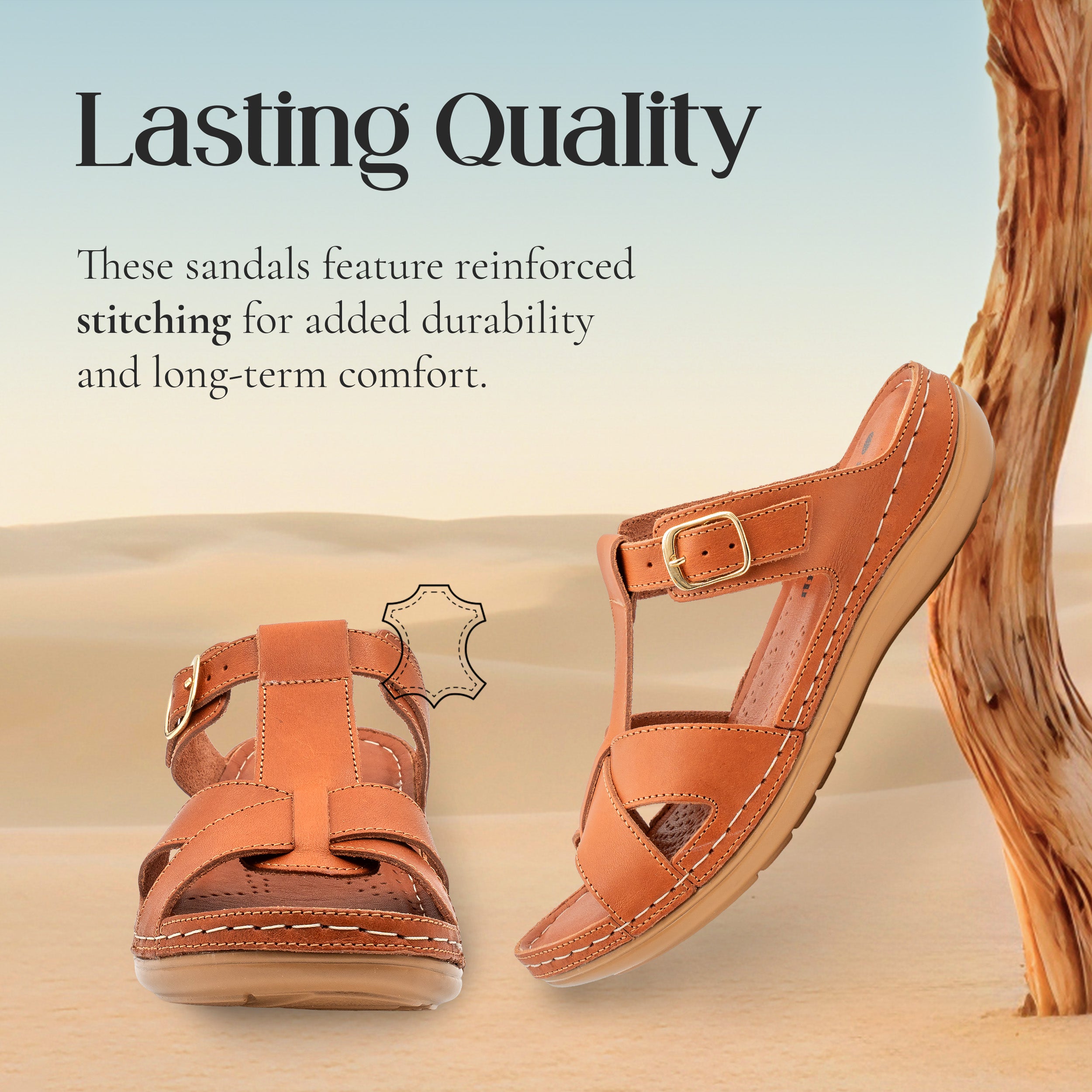 SUPPORTIVE BUCKLE FLAT TAN
