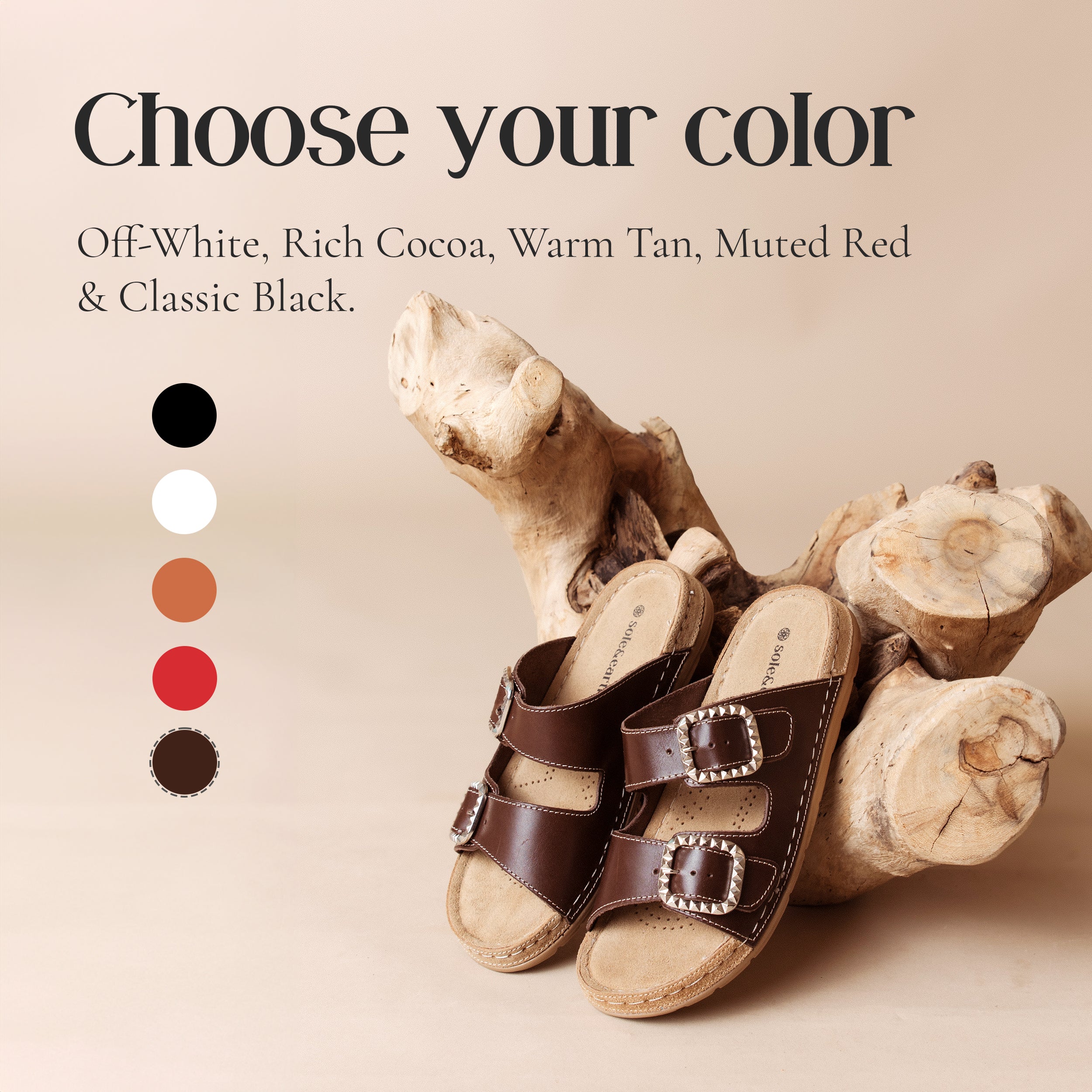 STUDDED DOUBLE-BUCKLE SANDAL BROWN