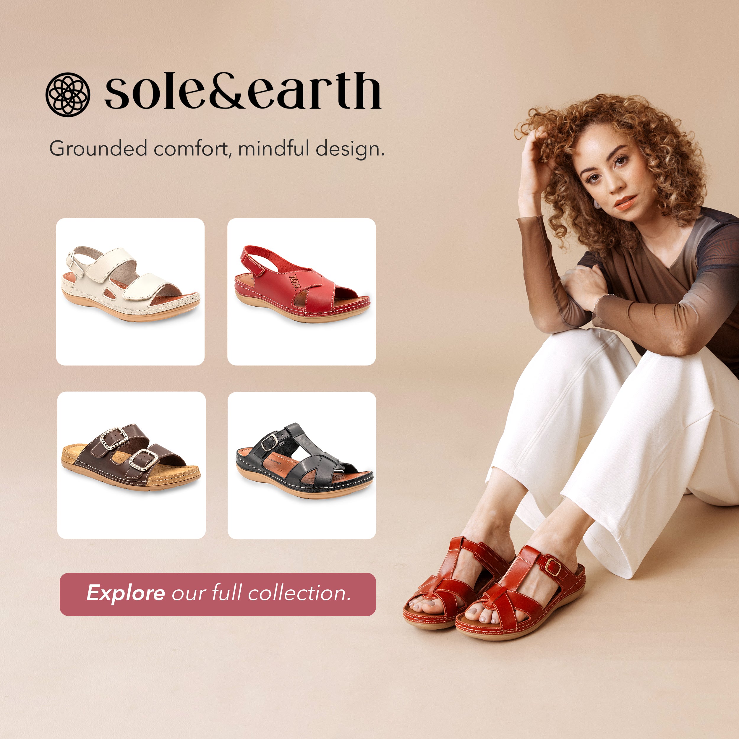 SUPPORTIVE BUCKLE FLAT BROWN